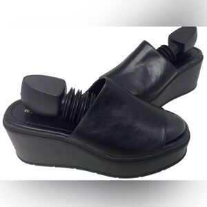Madden Girl Black Women's Slip on Platform Wedge Sandal